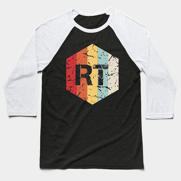 Retro RT Respiratory Therapist Baseball T-Shirt by LetsBeginDesigns